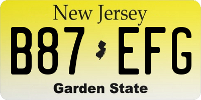 NJ license plate B87EFG