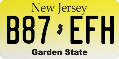 NJ license plate B87EFH