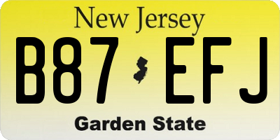 NJ license plate B87EFJ