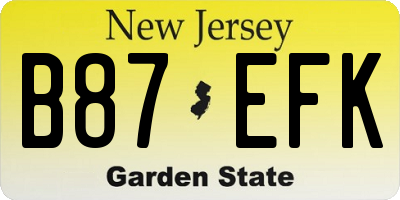 NJ license plate B87EFK