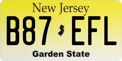 NJ license plate B87EFL