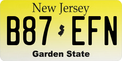 NJ license plate B87EFN