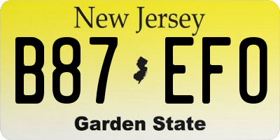 NJ license plate B87EFO