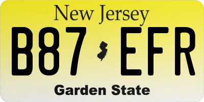 NJ license plate B87EFR