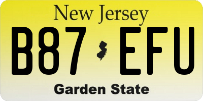 NJ license plate B87EFU