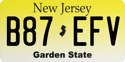 NJ license plate B87EFV