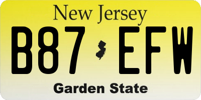 NJ license plate B87EFW
