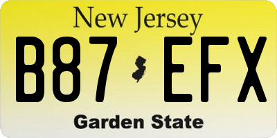 NJ license plate B87EFX