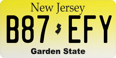 NJ license plate B87EFY