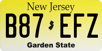 NJ license plate B87EFZ