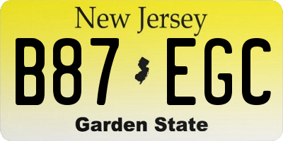NJ license plate B87EGC