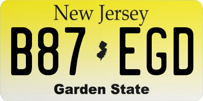 NJ license plate B87EGD