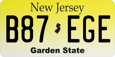NJ license plate B87EGE