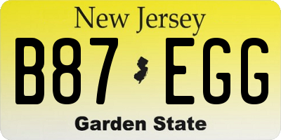 NJ license plate B87EGG
