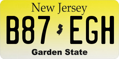 NJ license plate B87EGH