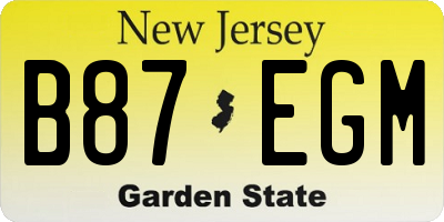 NJ license plate B87EGM