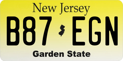 NJ license plate B87EGN