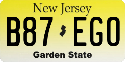 NJ license plate B87EGO