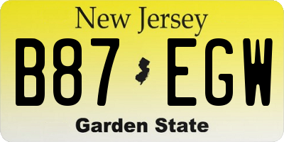 NJ license plate B87EGW