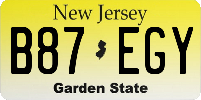 NJ license plate B87EGY
