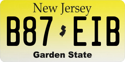 NJ license plate B87EIB