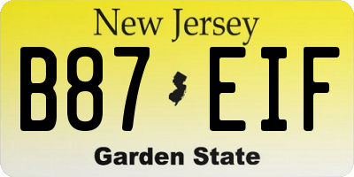 NJ license plate B87EIF