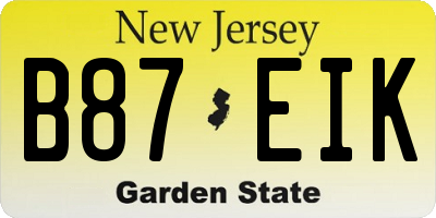 NJ license plate B87EIK