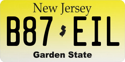 NJ license plate B87EIL