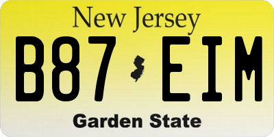 NJ license plate B87EIM