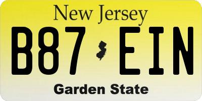 NJ license plate B87EIN