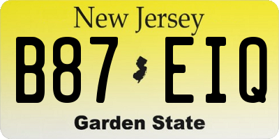 NJ license plate B87EIQ