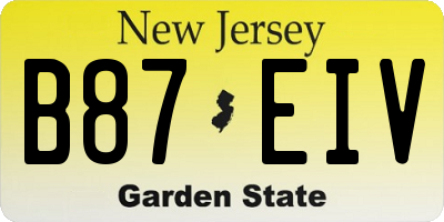 NJ license plate B87EIV