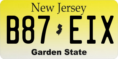 NJ license plate B87EIX