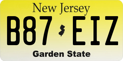 NJ license plate B87EIZ