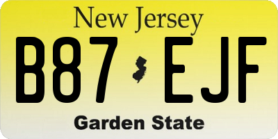 NJ license plate B87EJF