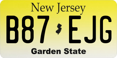 NJ license plate B87EJG