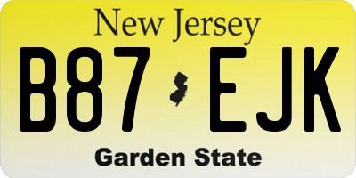 NJ license plate B87EJK