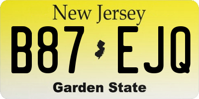 NJ license plate B87EJQ