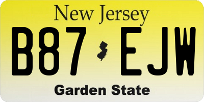 NJ license plate B87EJW