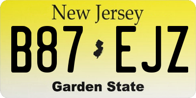 NJ license plate B87EJZ