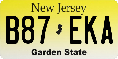 NJ license plate B87EKA