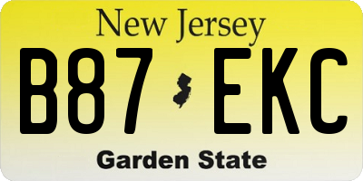 NJ license plate B87EKC