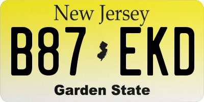 NJ license plate B87EKD
