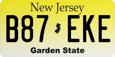 NJ license plate B87EKE