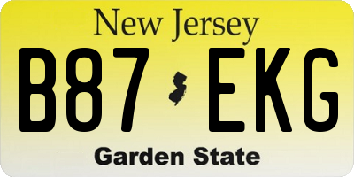 NJ license plate B87EKG