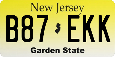 NJ license plate B87EKK