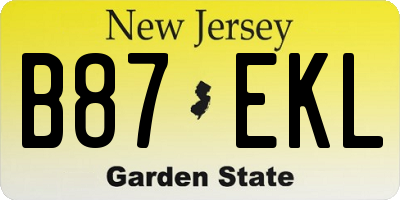 NJ license plate B87EKL