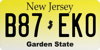 NJ license plate B87EKO