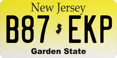 NJ license plate B87EKP