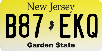 NJ license plate B87EKQ